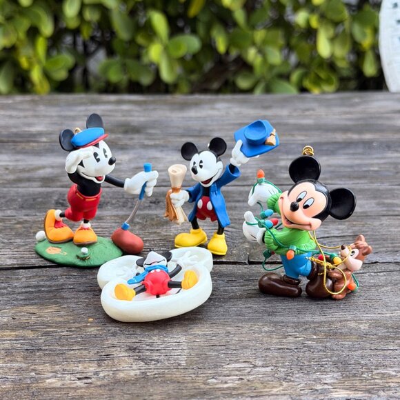Lot of 4 DISNEY Hallmark MICKEY Mouse Christmas ornaments Golf Graduation Lights - Picture 1 of 16